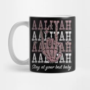 Stay At Your Best Baby Quotes Music Skeleton Hand Mug